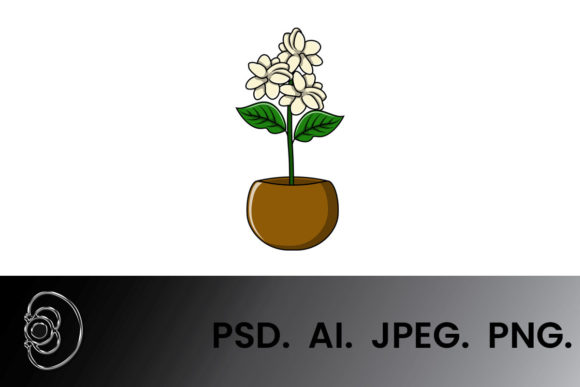 Charming Jasmine Floral Cartoon Illustration