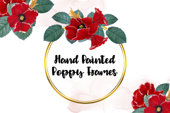 Discover the Elegance of Gold Floral Frames, Watercolor Poppy