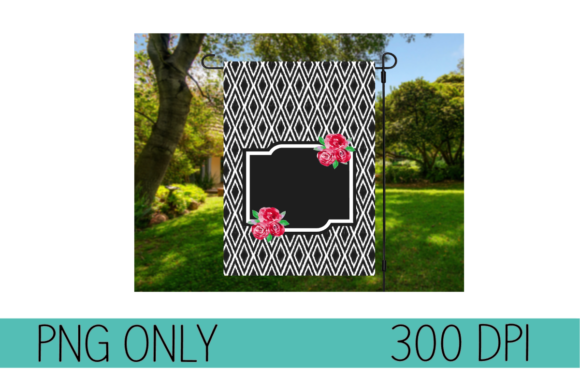 Enhance Your Garden with the Black Ikat Floral Garden Flag