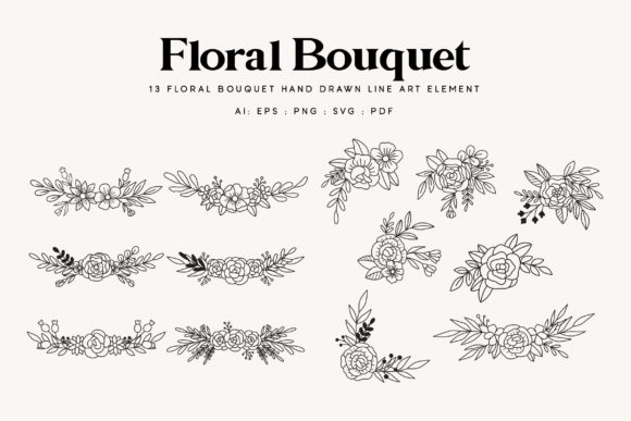 Exploring 13 Floral Bouquet Line Art Illustration for Creative Projects