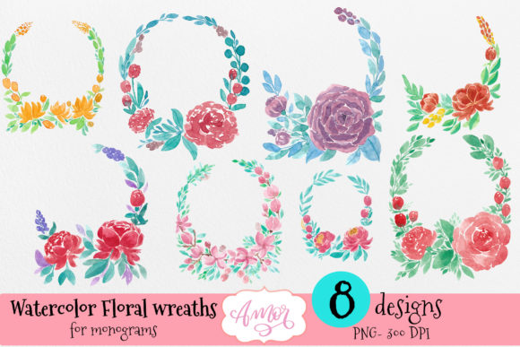 Watercolor Floral Wreaths for Monogram: A Touch of Elegance in Every Design